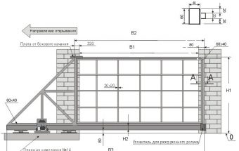 схема откатных ворот